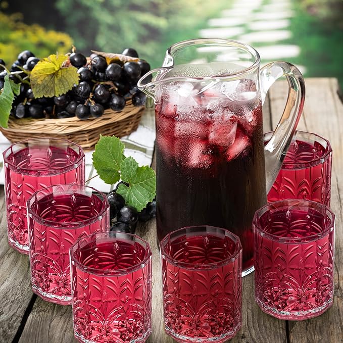 6 Pack Plastic Water Tumblers, 14 OZ Unbreakable Acrylic Whiskey Drinking Glasses, BPA-Free Clear Wine Cup, Shatterproof Drinkware Barware for Juice, Cocktail