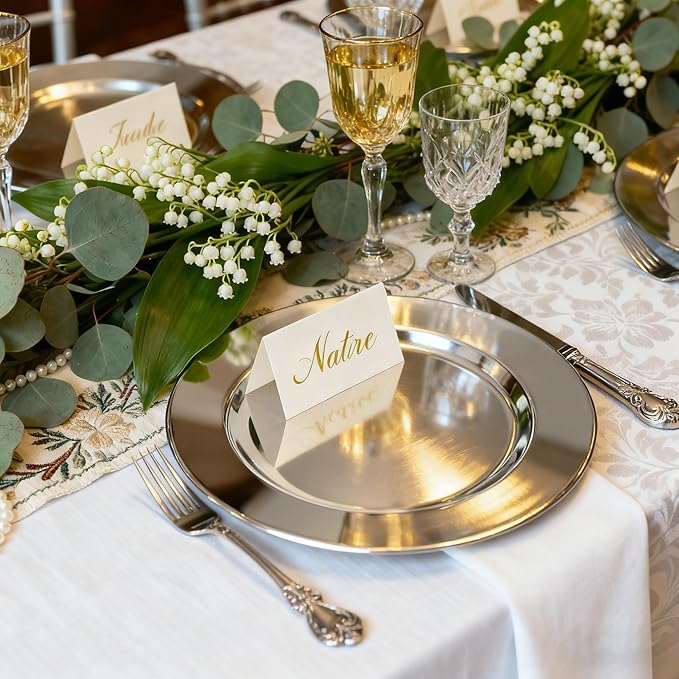 6 Pack 13'' Silver Dinner Charger Plates Set, Reusable Stainless Steel Round Plate Chargers Bulk for Easter Elegantes Party Wedding