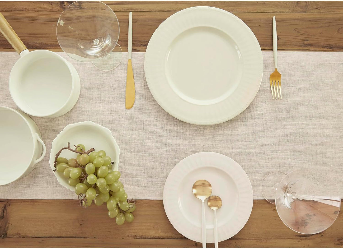 Solino Home Linen Table Runner 36 Inches - 100% Pure Linen Light Natural Table Runner 14 x 36 Inch Ideal for Dresser and Coffee Tables - Fall, Autumn, Thanksgiving, Holiday - Athena