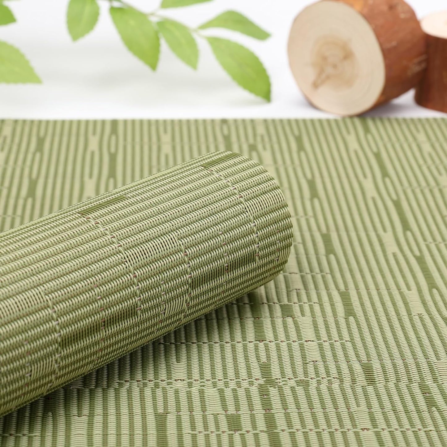 Myir JUN Table Runner, Vinyl Table Runner Indoor 55 Inch Long Arbitrarily Cropped Runner for Table Heatproof for Home Party (Green, 12 x 55 inch)