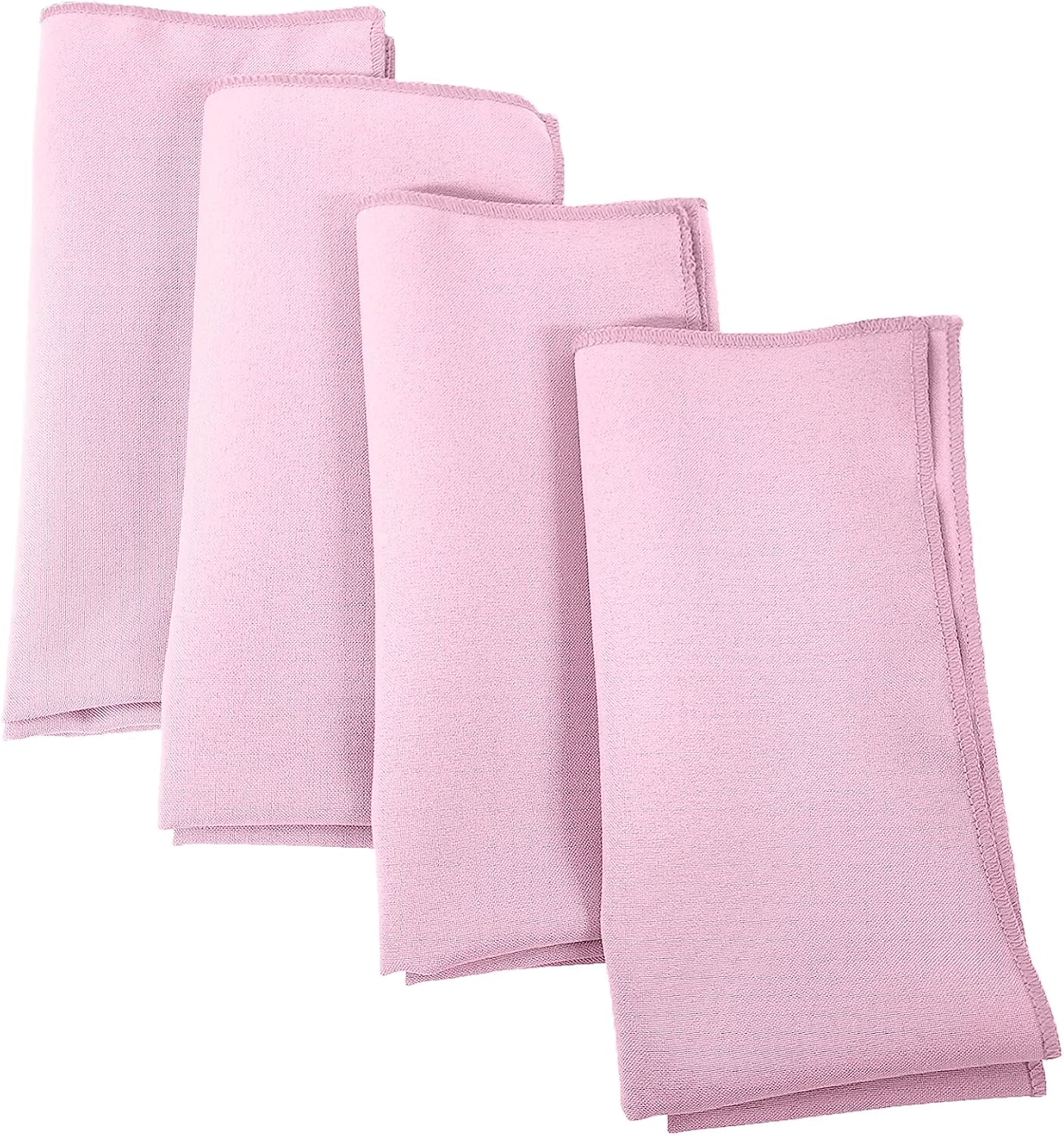 LA Linen 4-Pack Poly Blend Soft Cloth Napkins - Washable, Reusable, Stain and Wrinkle Resistant - for Dinner, Wedding, Parties - 18x18 - Pink Light