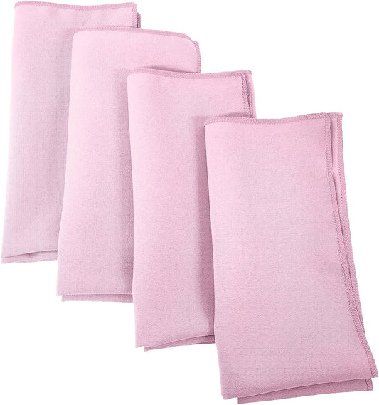 LA Linen 4-Pack Poly Blend Soft Cloth Napkins - Washable, Reusable, Stain and Wrinkle Resistant - for Dinner, Wedding, Parties - 18x18 - Pink Light