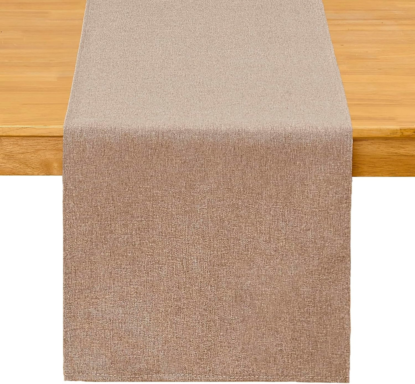 Brown Table Runner 13 x 72 Inches Long, Cotton Linen Farmhouse Style Table Linen for Kitchen Dining Coffee Table Parties Wedding Home Decor (13" x 72", Brown)