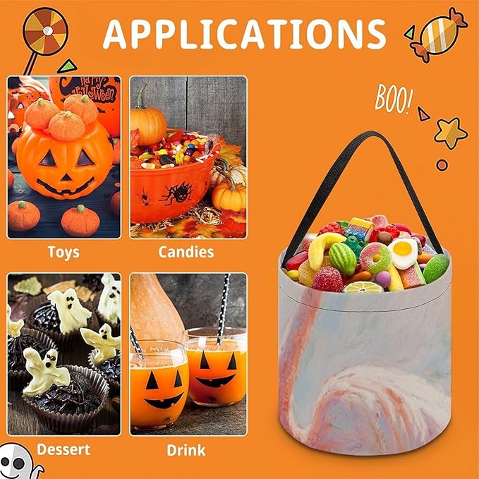 Halloween Candy Bucket - Flamingo Painting Trick Or Treat Candy Bag, Gift Bag for Party Favor Supplies