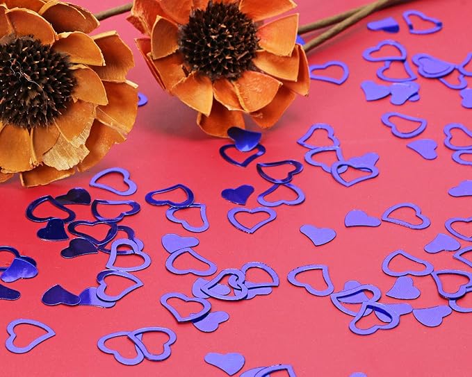 ONLYKXY 1200Pcs Love Heart Shaped Confetti, Table Wedding Decoration, Glitter Confetti for Wedding Party (Blue)