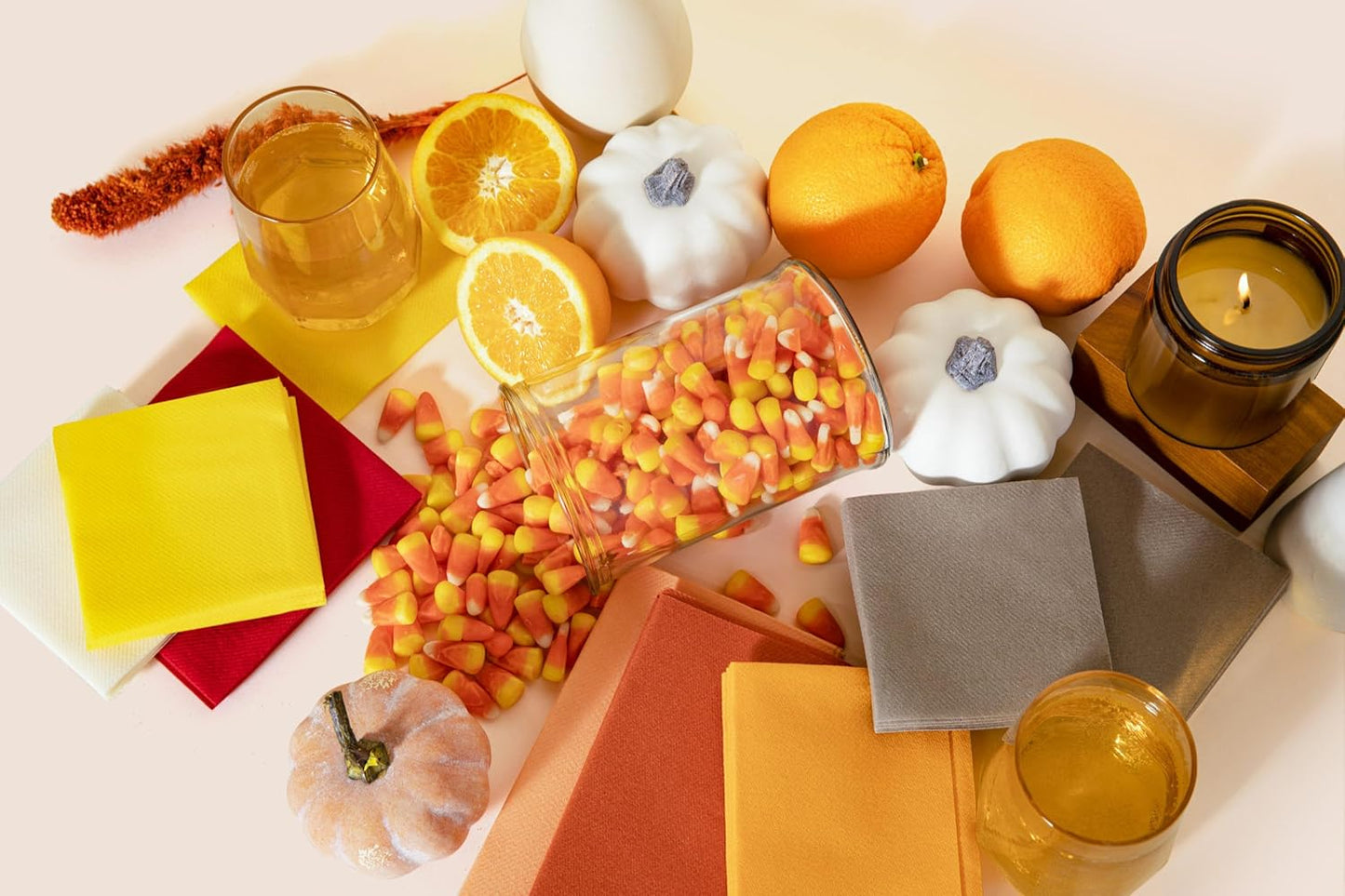 AMERICAN HOMESTEAD Peach Cocktail Napkins - Premium 4"x4" Disposable Linen-Like Beverage Napkins - Bulk Square Party Bar Serviettes for Weddings, Parties, Events, and Everyday Use - 100 Count
