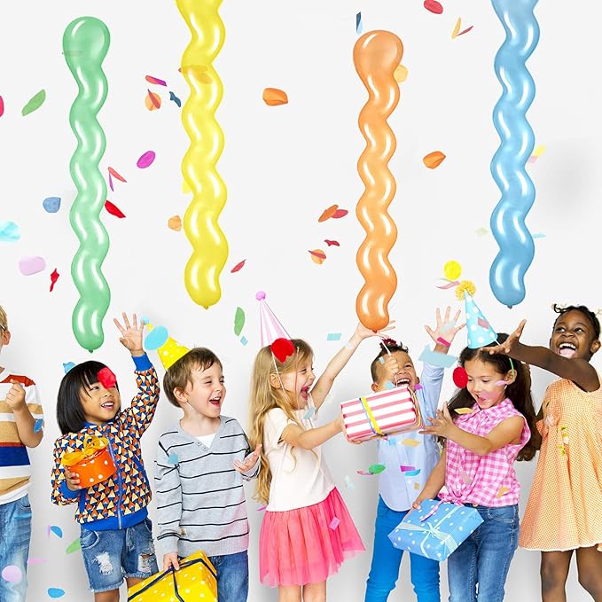Sumind 100 Pcs 40'' Latex Spiral Balloons Colorful Twisted Long Assorted Colors Balloon for Playing Wedding Birthday Party Theme Parties Festival Parties(Vibrant Color)