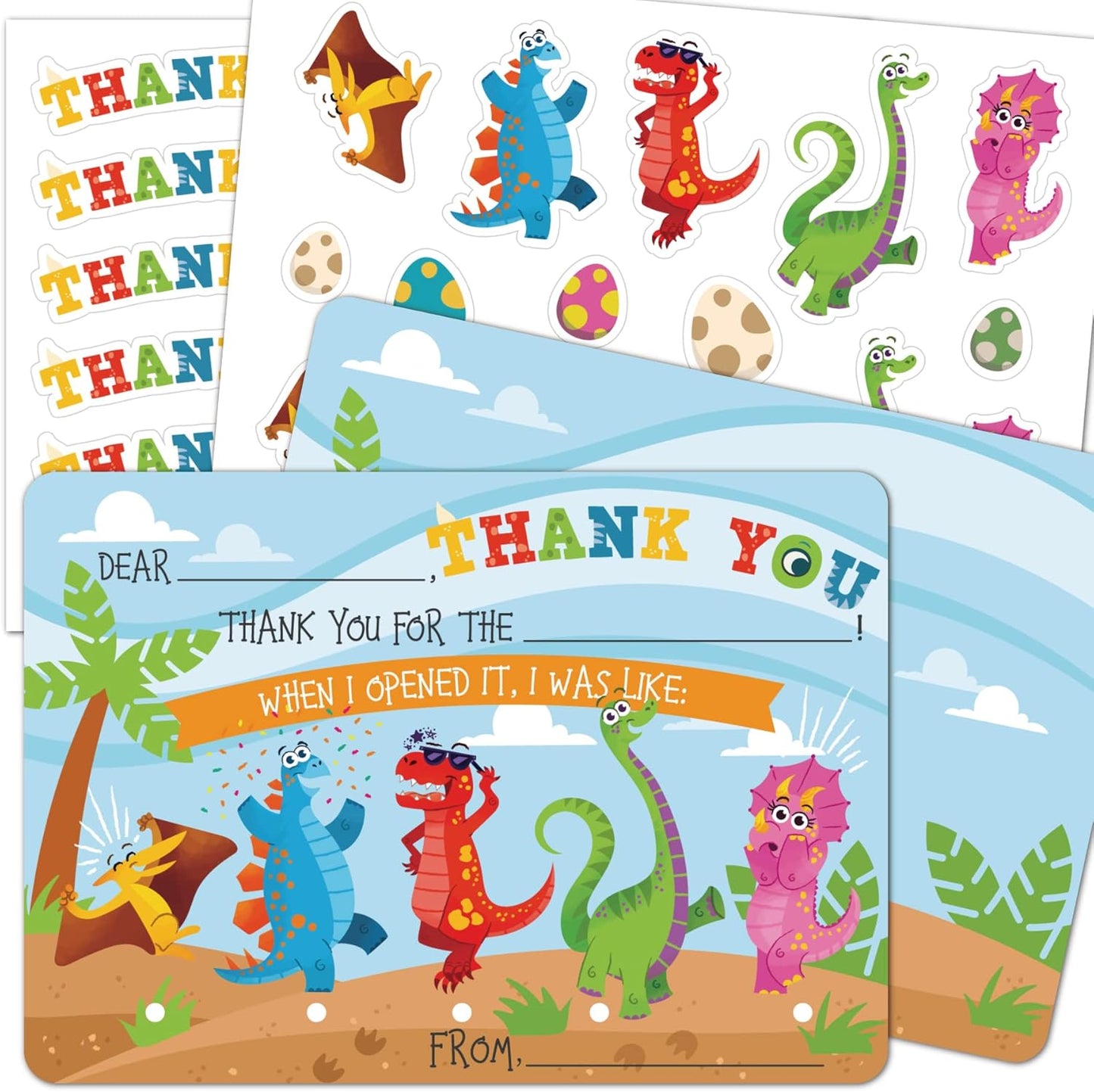 Gooji Customizable Thank You Cards, 4.25x6 inch, 25 Pieces, with Envelopes, for Kids