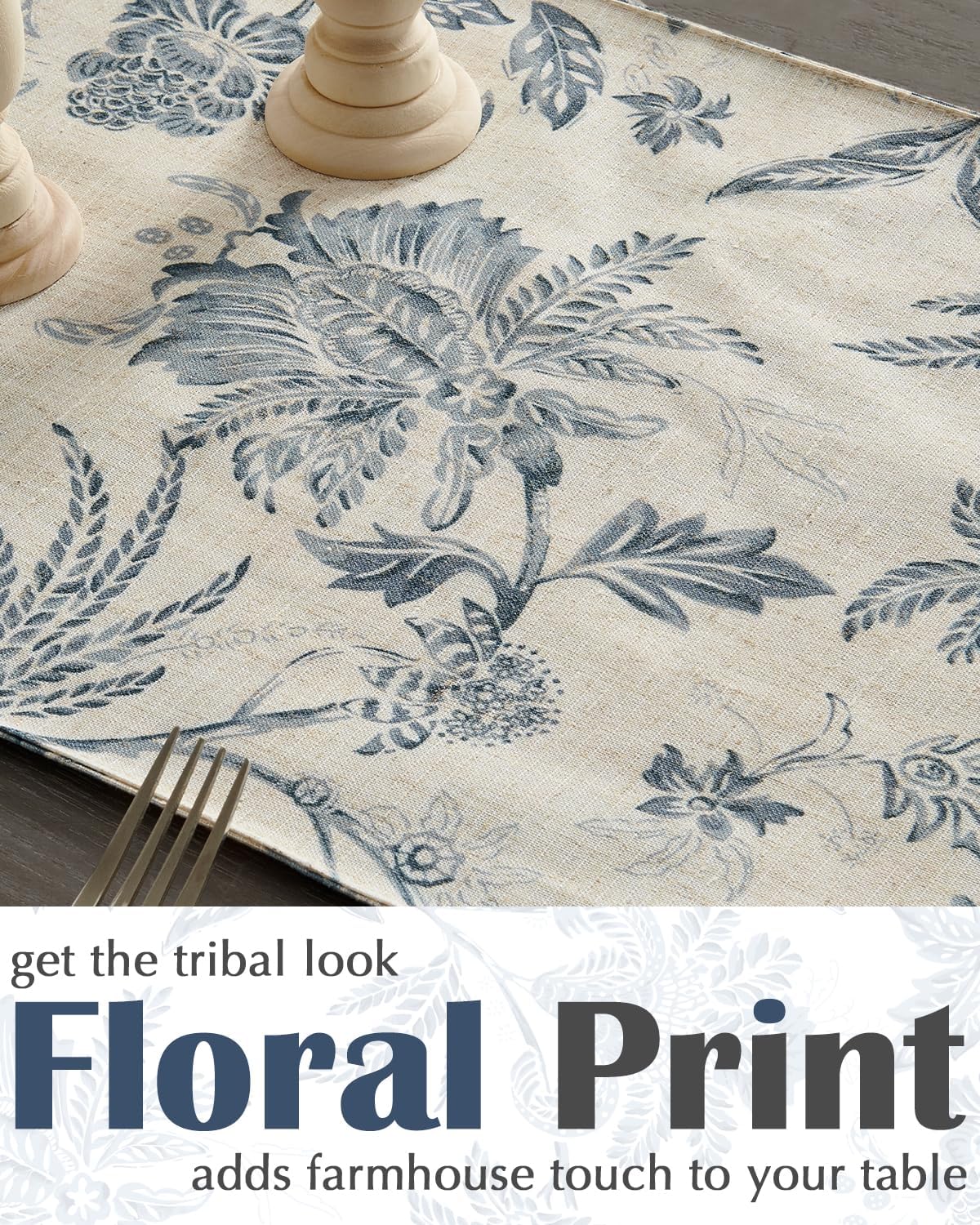 jinchan Linen Table Runner for Kitchen Farmhouse Table Cloth French Country for Party Wedding Birthday Dining Table Indoor Outdoor Decor 13 x 72 Inch 1 Panel Blue