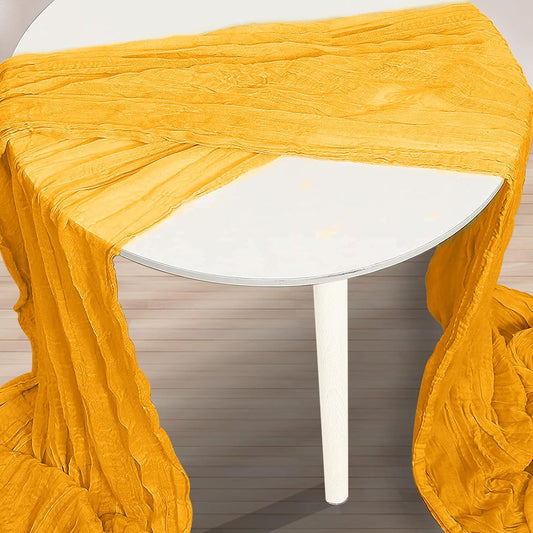 6 Pack Gold Cheesecloth Table Runner 35x120 Inch 10Ft Rustic Gauze Cheese Cloth Table Runner Sheer Cheesecloth Table Runners for Wedding Party Bridal Shower Decoration