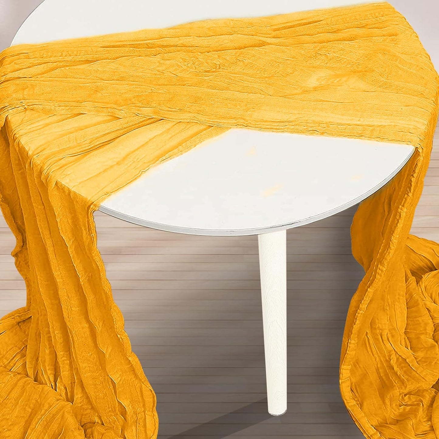 1 Pack Gold Cheesecloth Table Runner 35x120 Inch 10Ft Rustic Gauze Cheese Cloth Table Runner Sheer Cheesecloth Table Runners for Wedding Party Bridal Shower Decoration