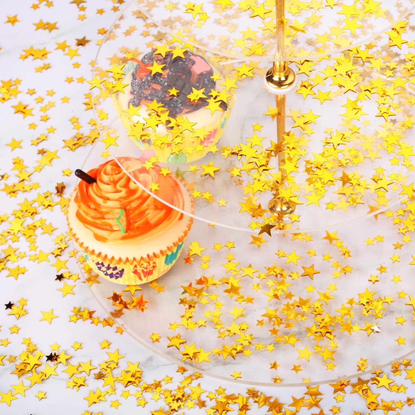 Hestya 60g Star Confetti Glitter Table Confetti Metallic Foil Stars for Christmas Party Wedding Festival Decorations(Gold,10mm and 6mm)