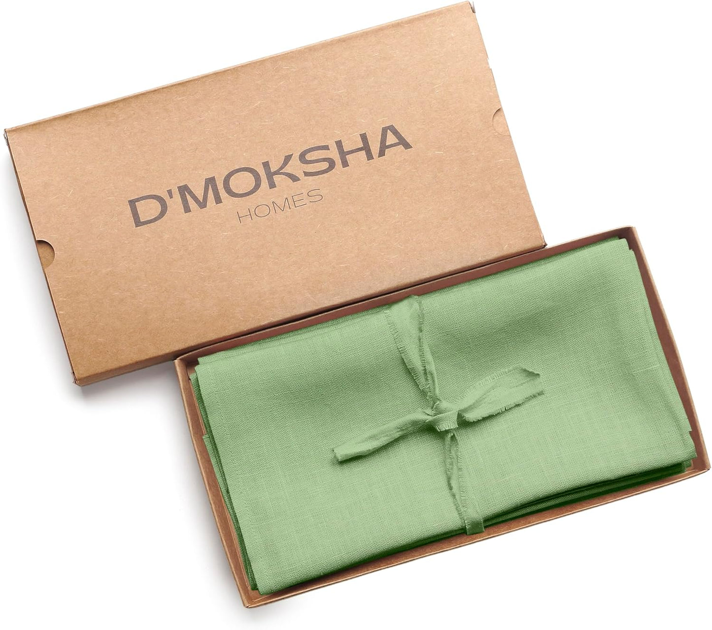 D'Moksha Homes Sage Green Linen Napkins 18 x 18 Inch - 100% Pure Linen Cloth Washable Dinner Napkins Set of 4 for Fall, Thanksgiving, Christmas, Holiday