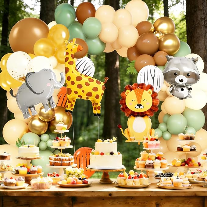Tropical Jungle Animal Theme Birthday Party Balloon Decorations Kit，Ideal for Safari Adventure Birthday Parties, Kids Theme Decorations, Zoo Theme Parties, and Outdoor Adventure Party Decor