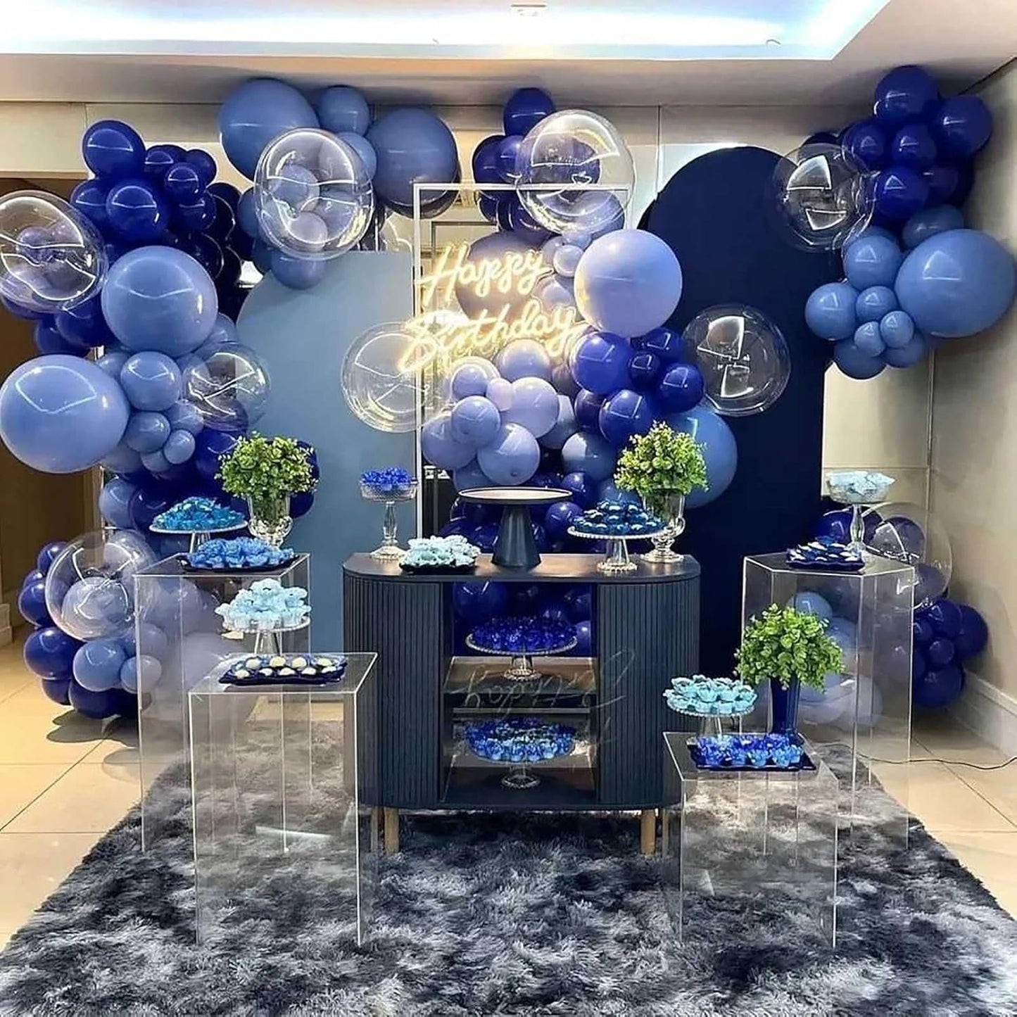 10pcs 18 inch Metallic Blue Balloons, Thick Latex Chrome Helium Balloons for Birthday Family Party Wedding Party Baby Shower Decoration Supplies
