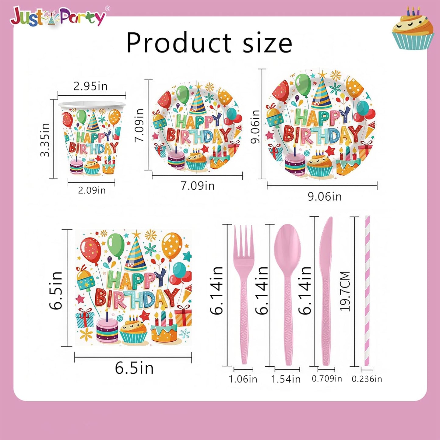 Birthday Plates and Napkins,20PCS Each For Plates, Tissues, Cups, Knives, Forks, And Spoons,Birthday Party Supplies,Special Design Adds a birthday Atmosphere