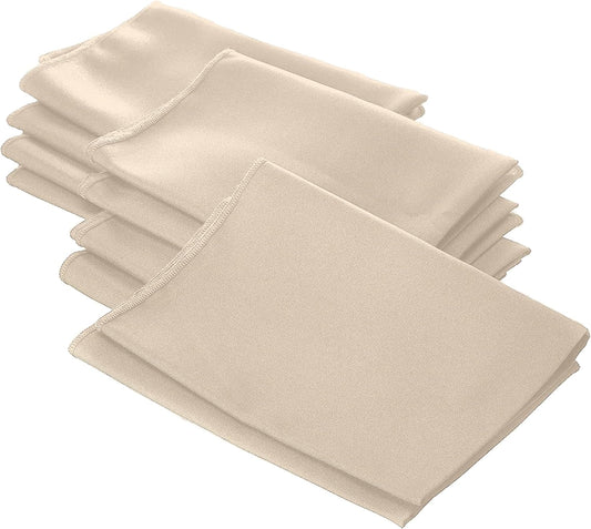 LA Linen 10-Pack Poly Poplin Napkin, Soft Cloth Napkins, Washable Reusable Napkins, Stain and Wrinkle Resistance Table Napkins for Dinner, Wedding, Parties, 18 by 18-Inch, Khaki