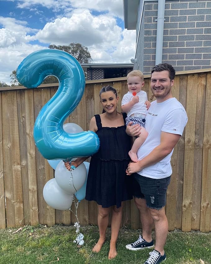 40 Inch Pearlescent Blue 1 Balloon for First Birthday, 1st Number Balloons Birthday Decorations for Girl Boy Kids Toddler Baby, One Giant Number 1 Balloon