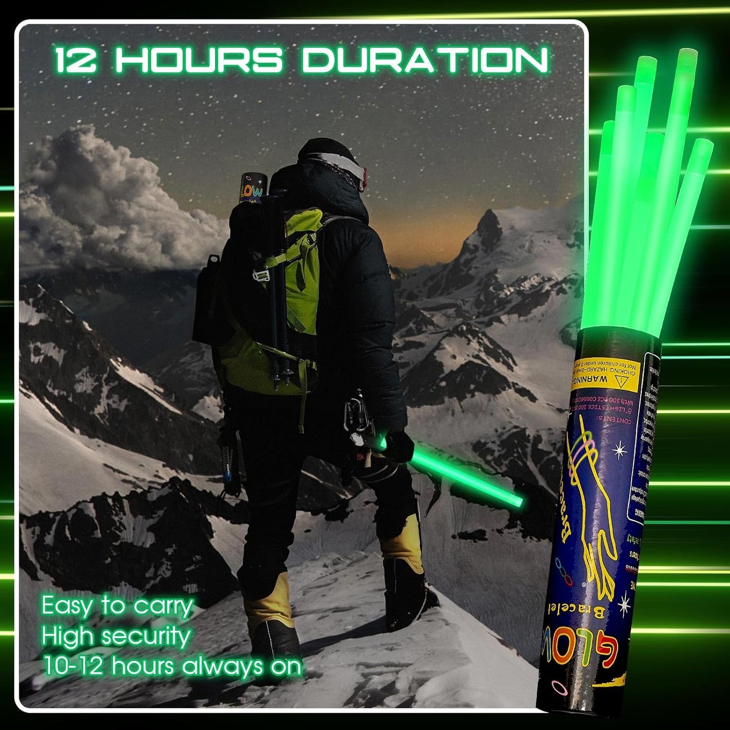 Lewtemi 10 Pcs Large Glow Sticks Big Giant Jumbo Halloween Christmas Emergency Light Stick for Camping Accessories, Survival Kit