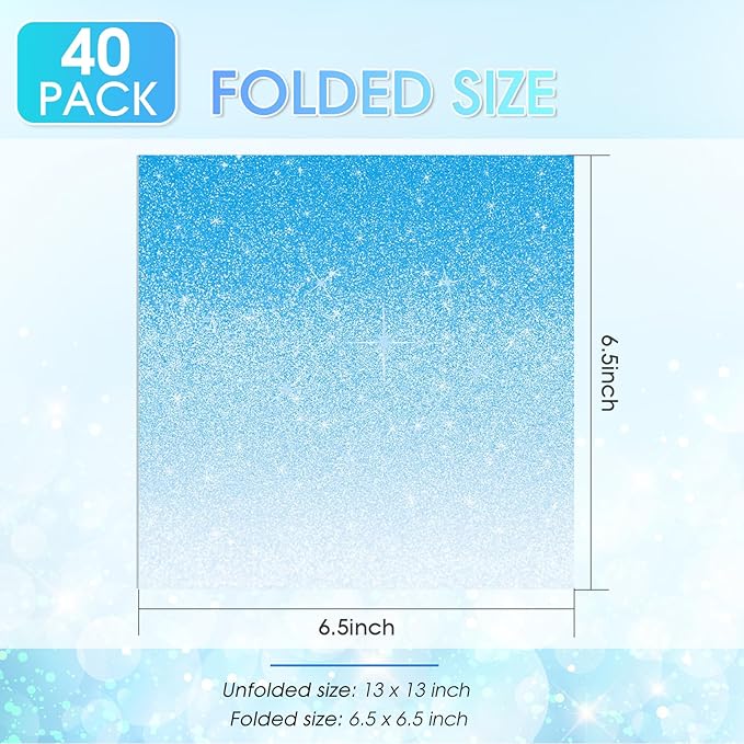 40PCS Blue Napkins 2-Ply Ombre Blue Dinner Napkin Disposable Paper Dessert Beverage Napkins for July 4th Party,Bar,Dinner,Weddings,Anniversary,Hanukkah,Birthday Party Decorations
