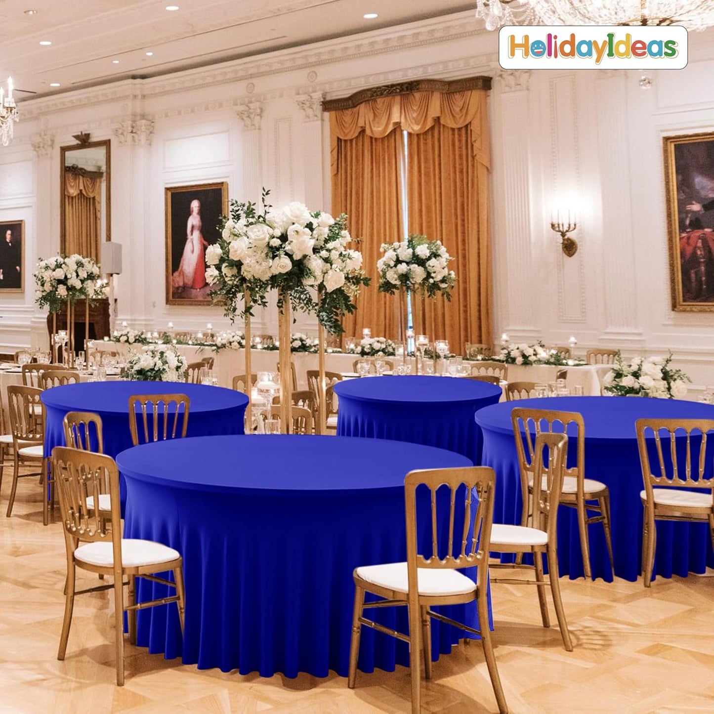 HolidayIdeas Spandex Tablecloth 6 Pack Red Fitted Round Stretch Table Skirts 60 Inch for 5ft Folding Table, Wrinkle-Free Floor Length Tablecloths for Christmas,Parties, Banquets Events