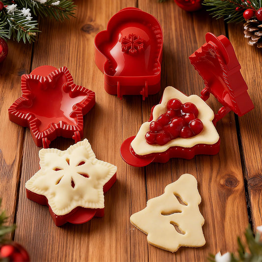 Holiday Mini Pie Mold,Party Potluck Hand Pie Molds,Hand Pie Press Mold Maker for Baking,Winter Snowflake Christmas Tree and Gloves Shapes Pocket Pies Maker