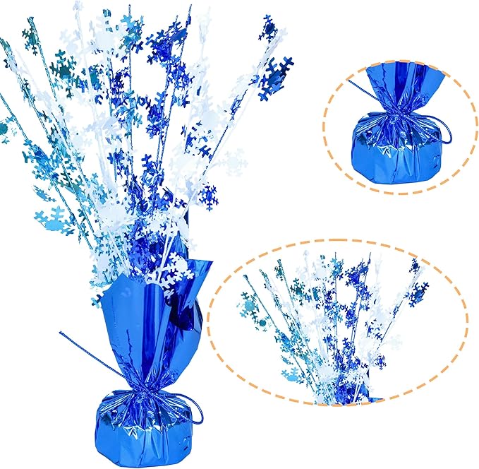 Gyufise 6 Pack Metallic Foil Spray Centerpiece Snowflake Table Decoration Burst Table Centerpieces Table Decor for Winter Wonderland Birthday Wedding Anniversary Holiday Party Supplies Blue