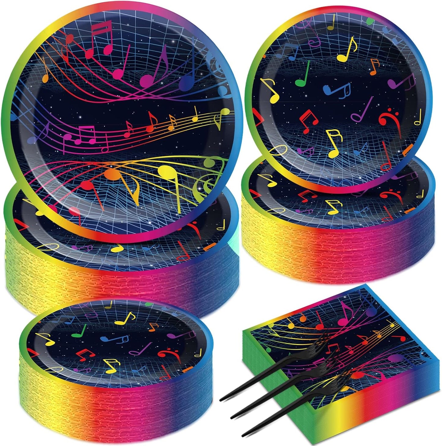50 Guests Music Birthday Decorations Music Plates and Napkins Party Supplies Musical Themed Music Note Party Tableware Set Decorations Karaoke Party Plates Favors for Birthday Baby Shower 200 PCS