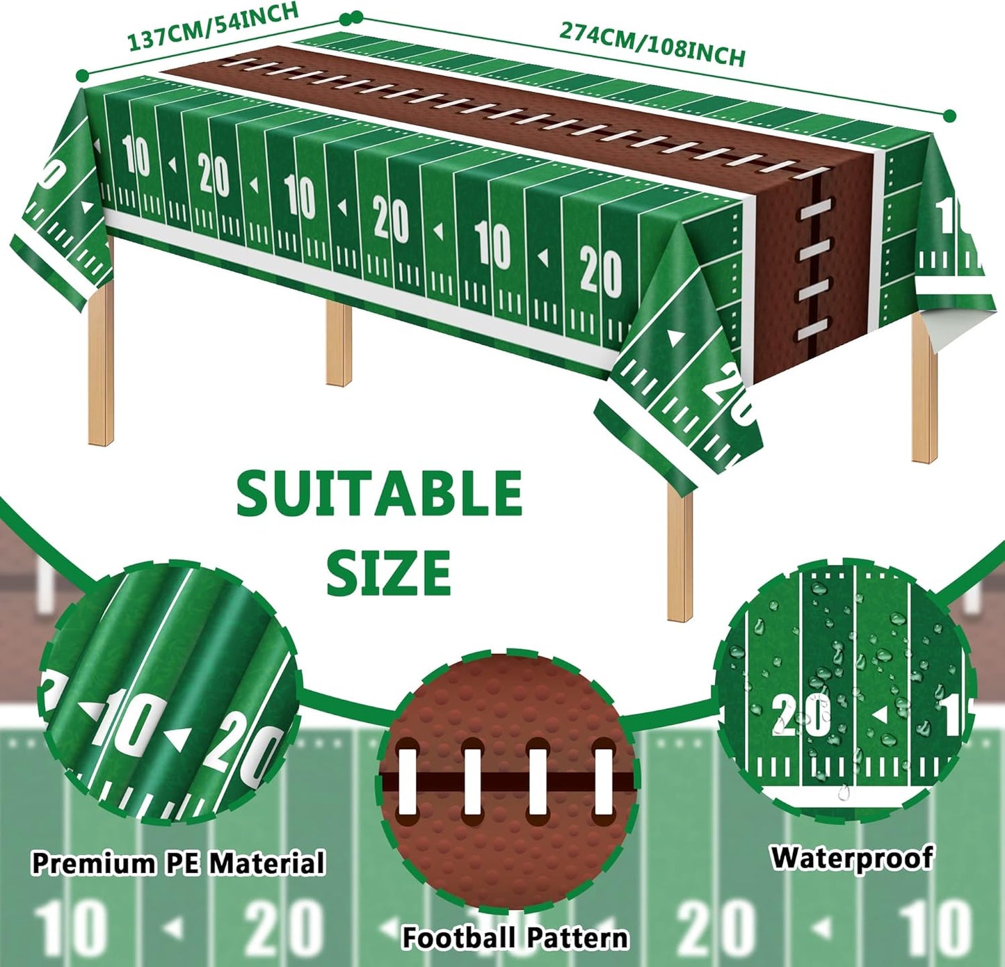 Football Party Decorations Football Party Supplies Tableware Set -24 guests Football Banners,Plate,Cup,Cutlery,Tablecloths for Super Sunday Touchdown Party Decoration