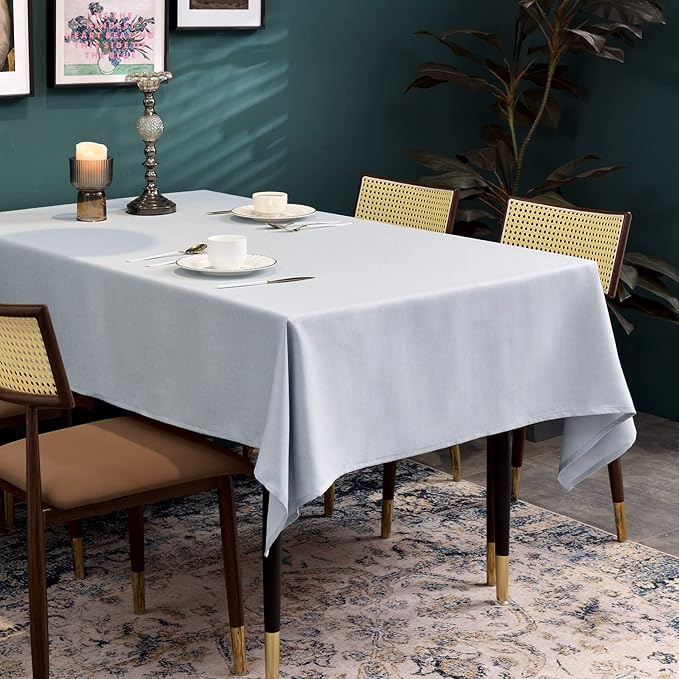 BALCONY & FALCON Table Cloth for 6 Foot Rectangle Tables – Waterproof, Wrinkle-Free Farmhouse Tablecloth for Dining, Kitchen, Wedding, Baby Shower & Holiday Gatherings (Silver, 55" x 95")