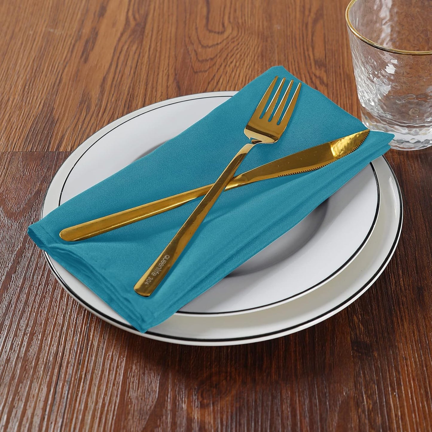 Cloth Napkins 20x20 inch Washable Polyester Dinner Napkins Soft Table Napkins for Wedding Party Dining Banquet(Caribbean Blue,25PCS)