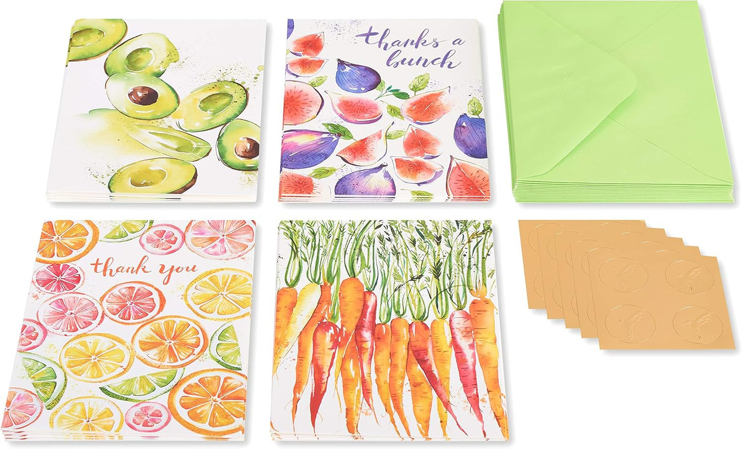 Papyrus Thank You Cards with Envelopes, Fruits and Vegetables (20-Count)