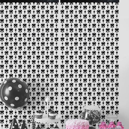 Black Bow Party Decorations - 2 Packs Small Bow Foil Fringe Streamers Curtains for Birthday Bridal Shower Engagement Wedding Wall Bachelorette Coquette Party Decor(3.3x6.6 ft)