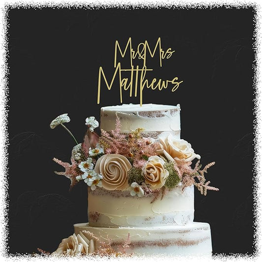 Personalized Wedding Cake Topper – Custom Mr & Mrs Cake Topper with Name or Date – Handmade Wood or acrylic Decoration for Weddings & Anniversaries, Create your own cake toppers!