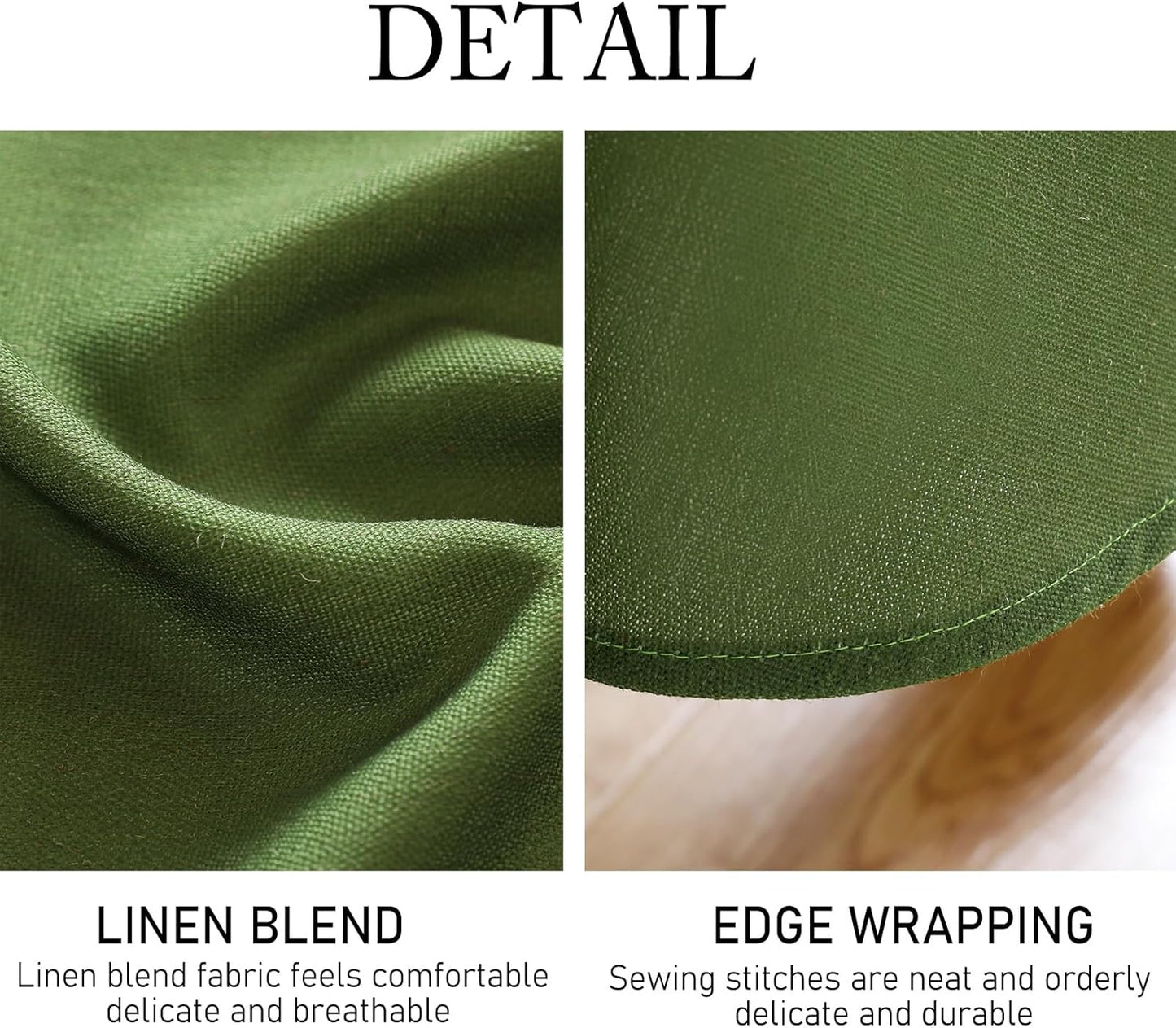 ISAENNE Green Tablecloth for Round Tables,Linen Table Cloth Solid Color Plain Simplicity,Heavy Durable Table Cover for Dining Kitchen Decor Party Banquet, Diameter 67"