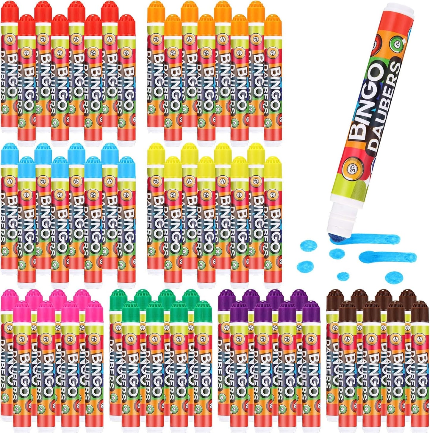 Crtiin 80 Pcs Bingo Daubers Dot Markers Set 12ml /0. 4oz Each, 8 Vibrant Colors for Kids Adults Dot Paint Markers Idea for Bingo Games, Art Crafts, Classroom Activities DIY Projects