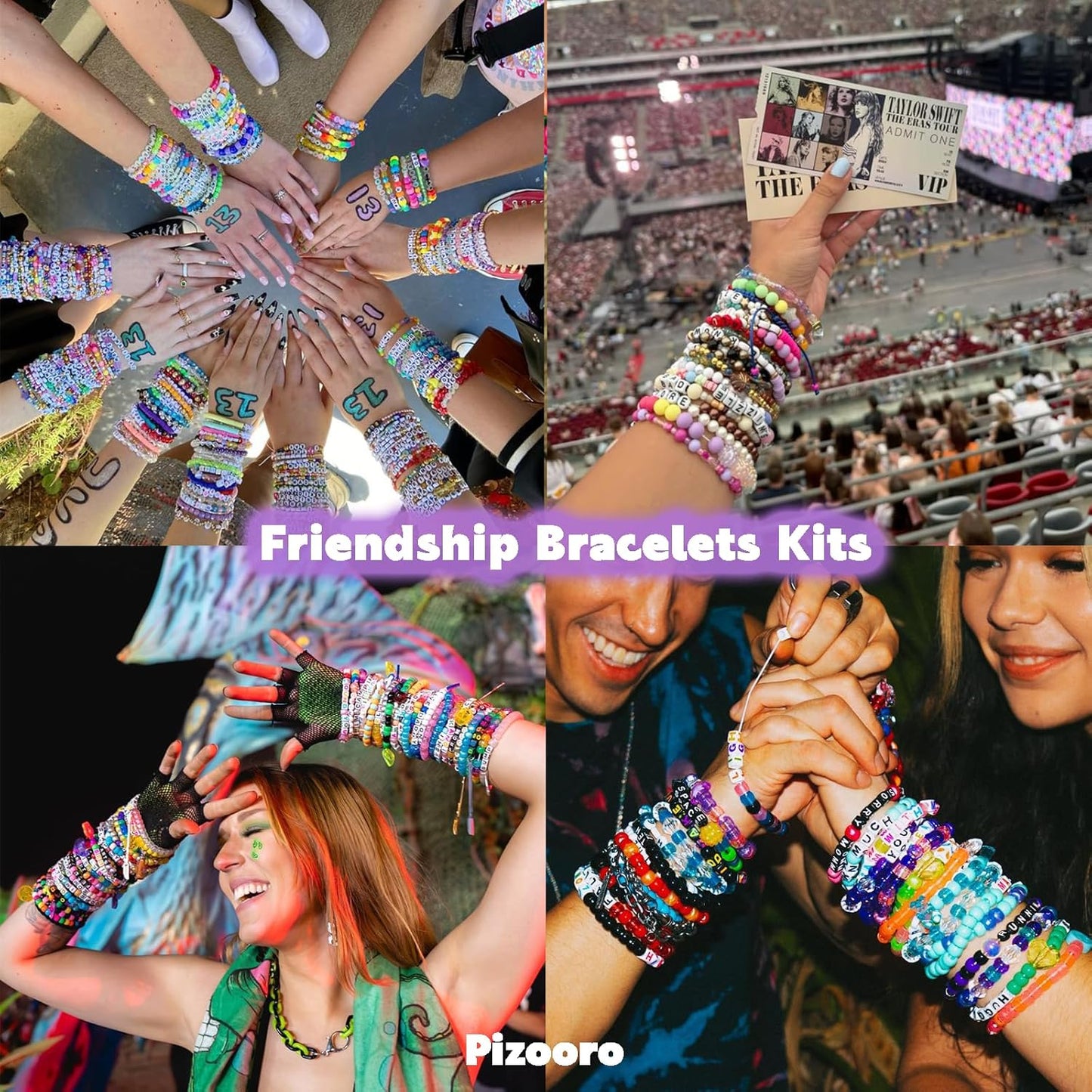 Pizooro 5 Boxes Pony Beads Bracelet Making Kit,3700 Pcs Kandi Bead for Friendship Bracelets Making with Letter Beads,Shaped Beads and Strings,84 Colors Rainbow Bracelet Beads for Craft,Birthday Gifts