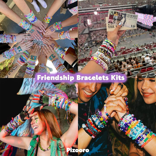 Pizooro 5 Boxes Pony Beads Bracelet Making Kit,3700 Pcs Kandi Bead for Friendship Bracelets Making with Letter Beads,Shaped Beads and Strings,84 Colors Rainbow Bracelet Beads for Craft,Birthday Gifts