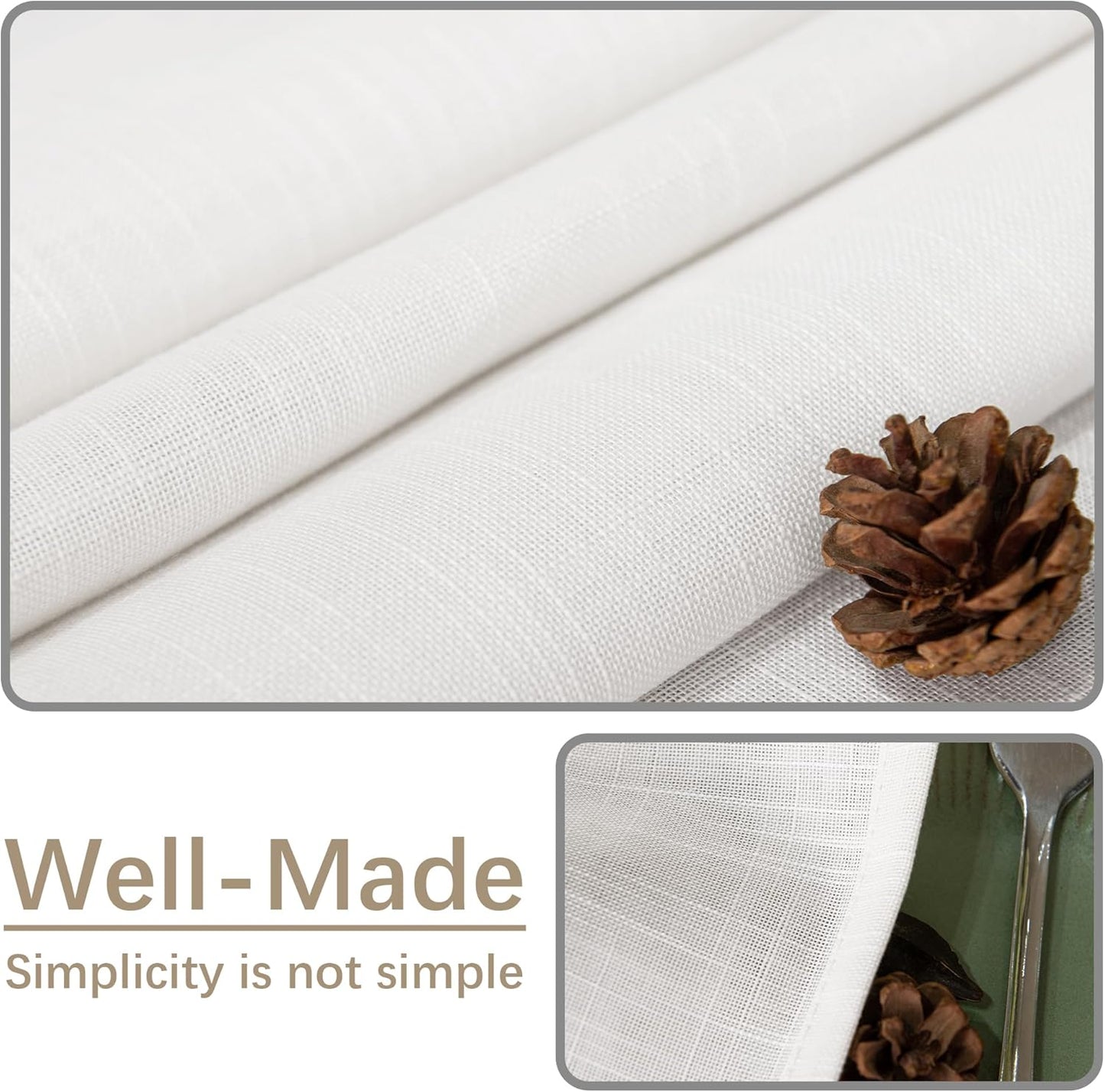 Linen Textured Rectangle Tablecloth, Slubby Lightweight Table Cloth 52 x 70 Inch, Water Resistant Stain Resistant Farmhouse Burlap Table Cover for Kitchen Dining Room