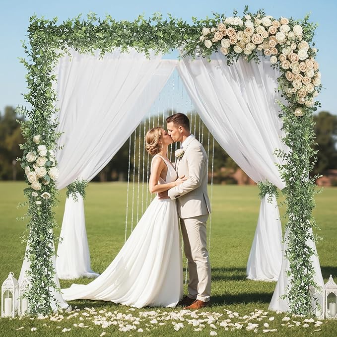 6 Pack Artificial Eucalyptus Garland, 5.5ft Faux Eucalyptus Vines with Lifelike Silver Dollar Leaves, Handmade Greenery Garland for Wedding Arch Decor, Table Runner, Home Party Backdrop