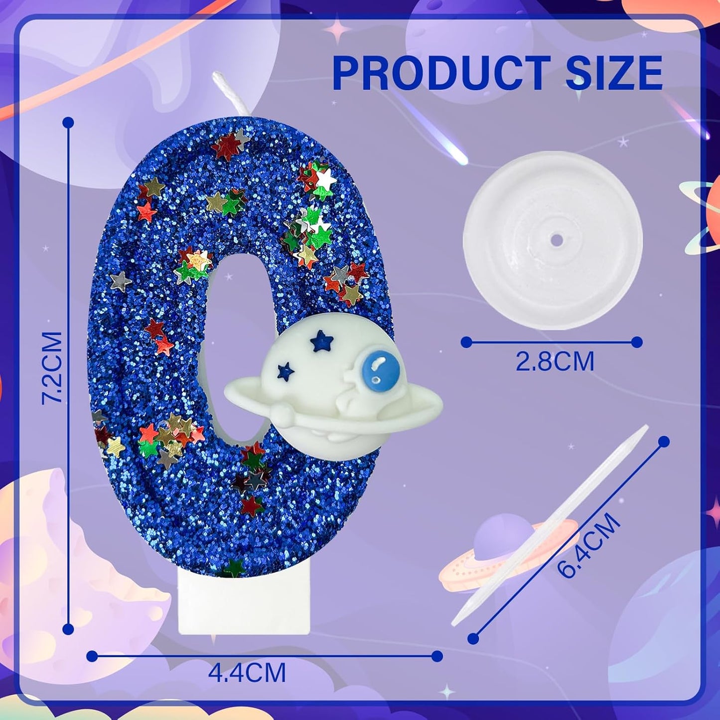 HXOUSE Spaceship Number 0 Birthday Candles - Outer Space Universe Birthday Candles for Cake, Candles Birthday Topper for Anniversary Celebrations, Astronaut Rocket Party Decorations for Boys