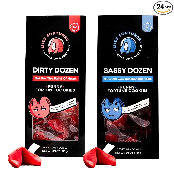 Miss Fortunes, Funny Fortune Cookies, The Two-Pack Shakur, Written by Professional Comedy Writers! (Multi-pack of 2 Dozen Cookies) (Dirty Dozen + Sassy Dozen)