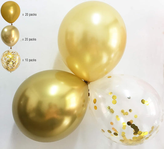 Balloons Gold and Rose Gold - 12inch Assorted Pearlized Metallic Chrome Gold Latex Balloons for Engagement Gender Reveal Wedding Anniversary Birthday Party Decorations 100 pack
