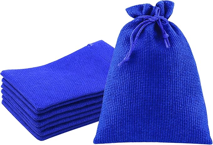 Mandala Crafts 10X12 Inch Royal Blue Burlap Drawstring Gift Bags for Favors - 20 Large Linen Sacks Gift Pouches for Candy, Coffee, Jewelry, Wedding, and Party Supplies