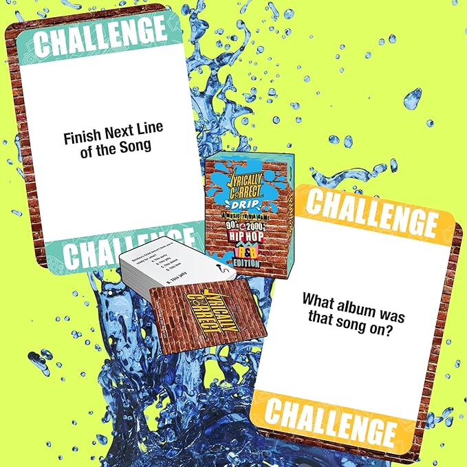Lyrically Correct OG Waterproof 90s & 2000s Hip Hop and R&B Trivia Card Game – Durable, Splash-Proof Party for Adults, Travel, Outdoor Fun, Camping, Family Game Night