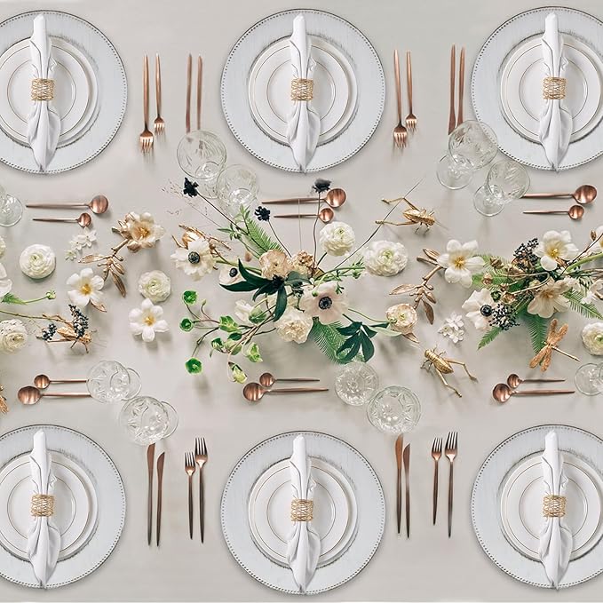 MAONAME 13" Round Charger Plates Set of 6, Antique White Plate Chargers, Plastic Charger for Dinner Plates, Beaded Table Chargers for Wedding, Party
