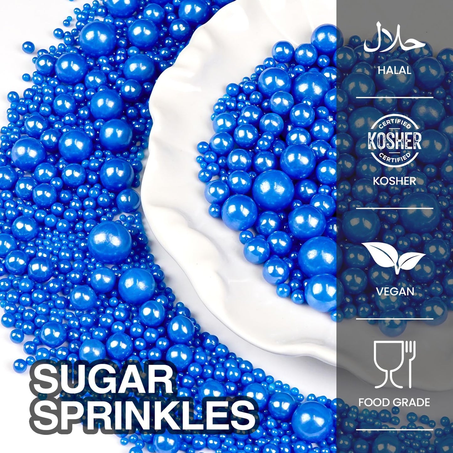 Deep Blue Pearl Sugar Sprinkles, Edible Candy Pearls, 150g/5.29oz, Blue Sprinkles for Cake Decorating, Baking Cake Decorations, Cupcakes, Foodgrade Toppers, Wedding Party Chirstmas Supplies