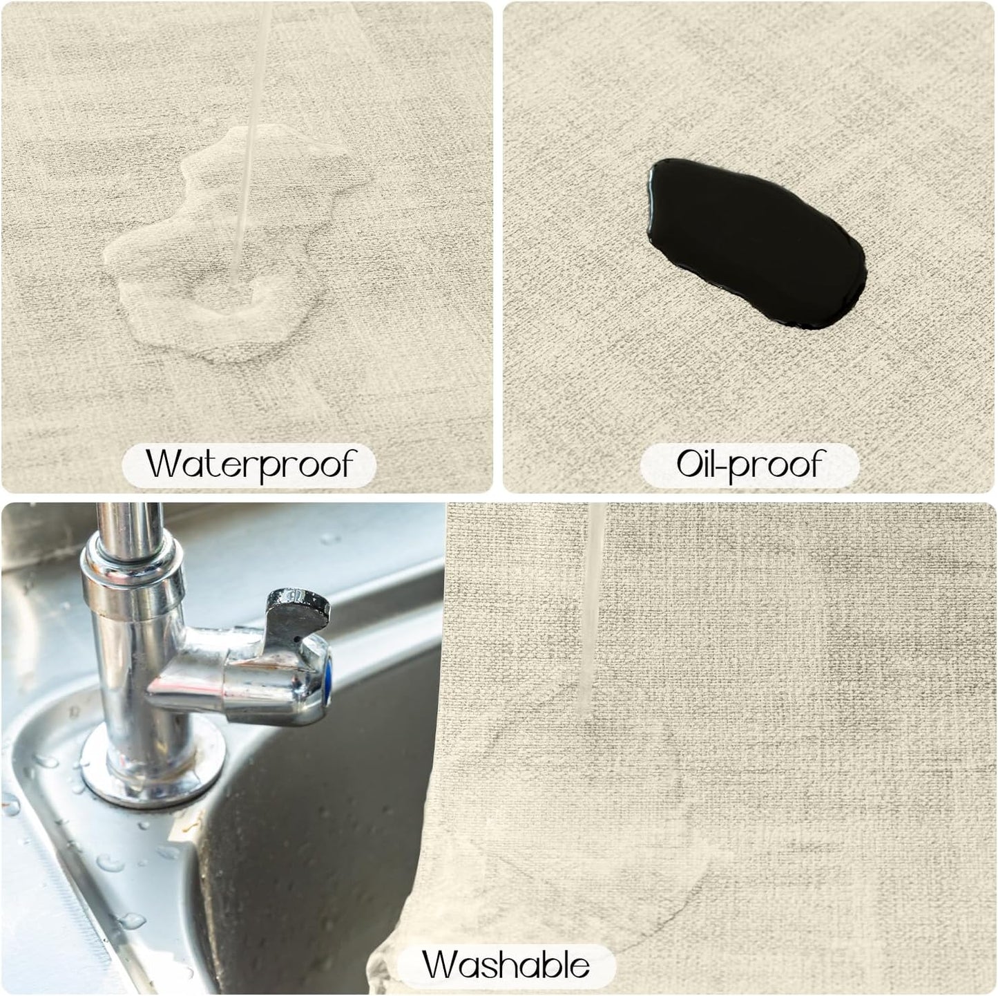Romanstile Reversible Vinyl Placemats Set of 8, Faux Leather 100% Waterproof Oil-Proof Wipeable Place Mats, Heat Resistant Dual Sided Table Mats for Kitchen/Dining/Party (Black Beige, 12 x 17 Inch)