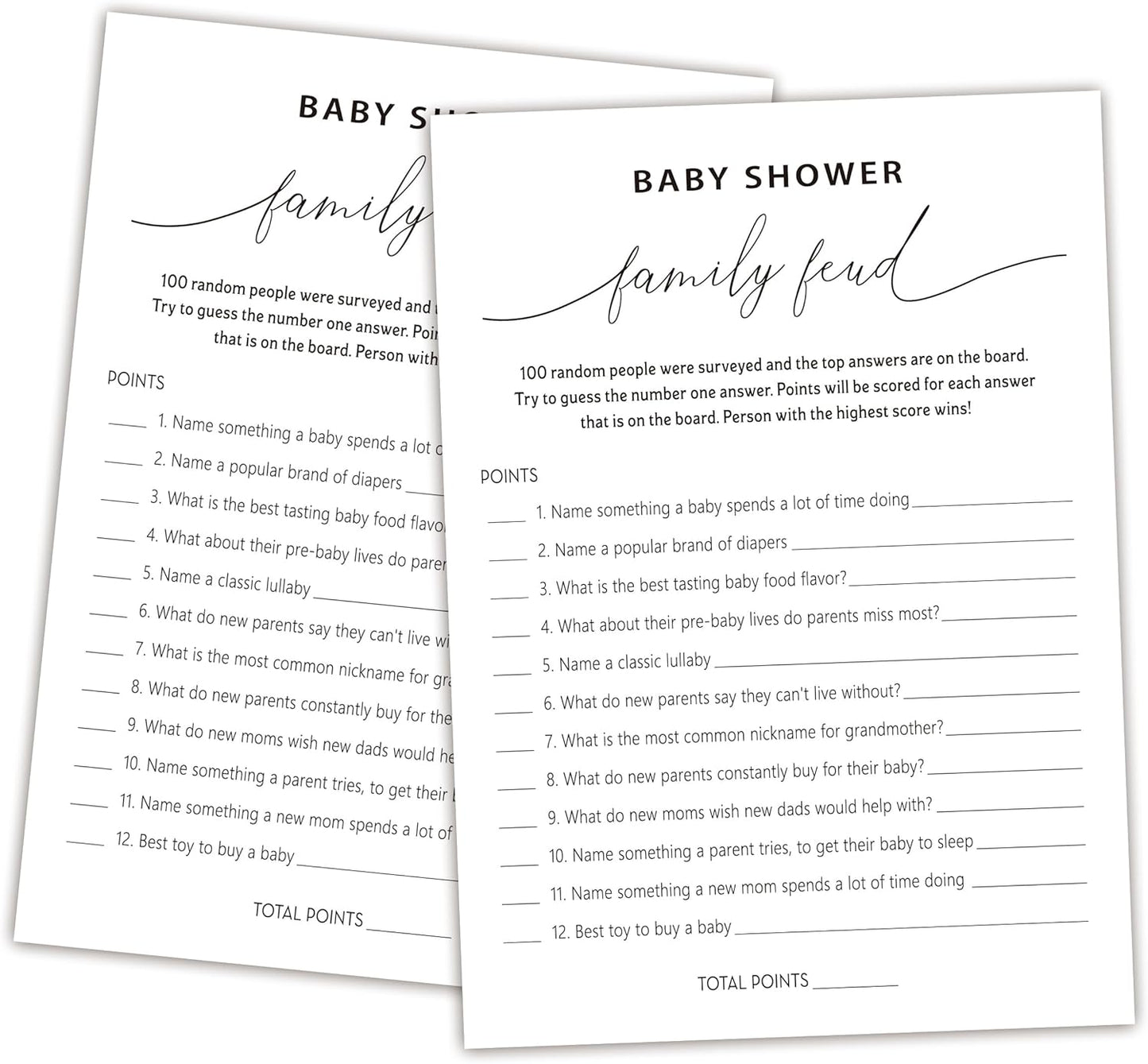 Baby Shower Family Feud Game - Pack of 30 Game Cards 1 Answer Key, Baby Shower Game for Boy & Girl, Gender Neutral Baby Shower Decorations, Baby Feud Game Supplies-07