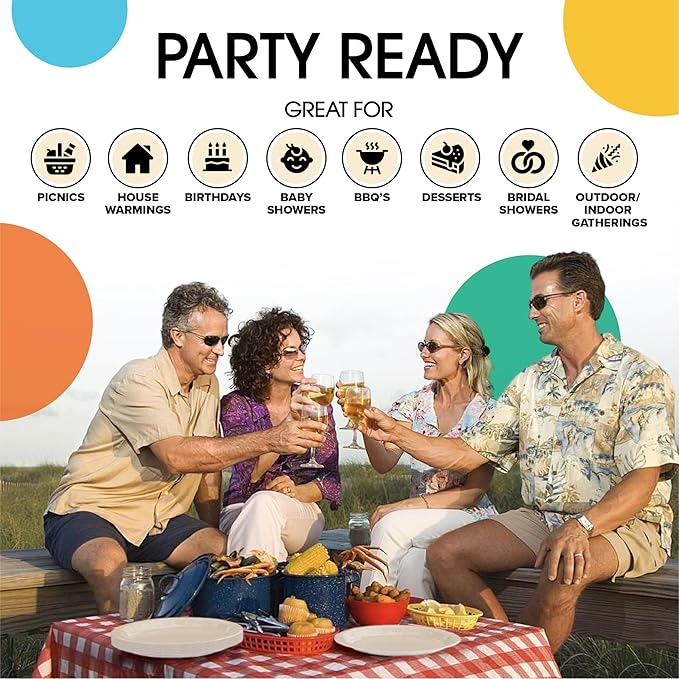 Exquisite Ivory Paper Plates Disposable Heavy Duty 100 Pcs - 50-7" & 50-9" Ivory Disposable Plates For Party Heavy Duty Paper Plate 350 GSM Birthday Party Supplies Plate Set